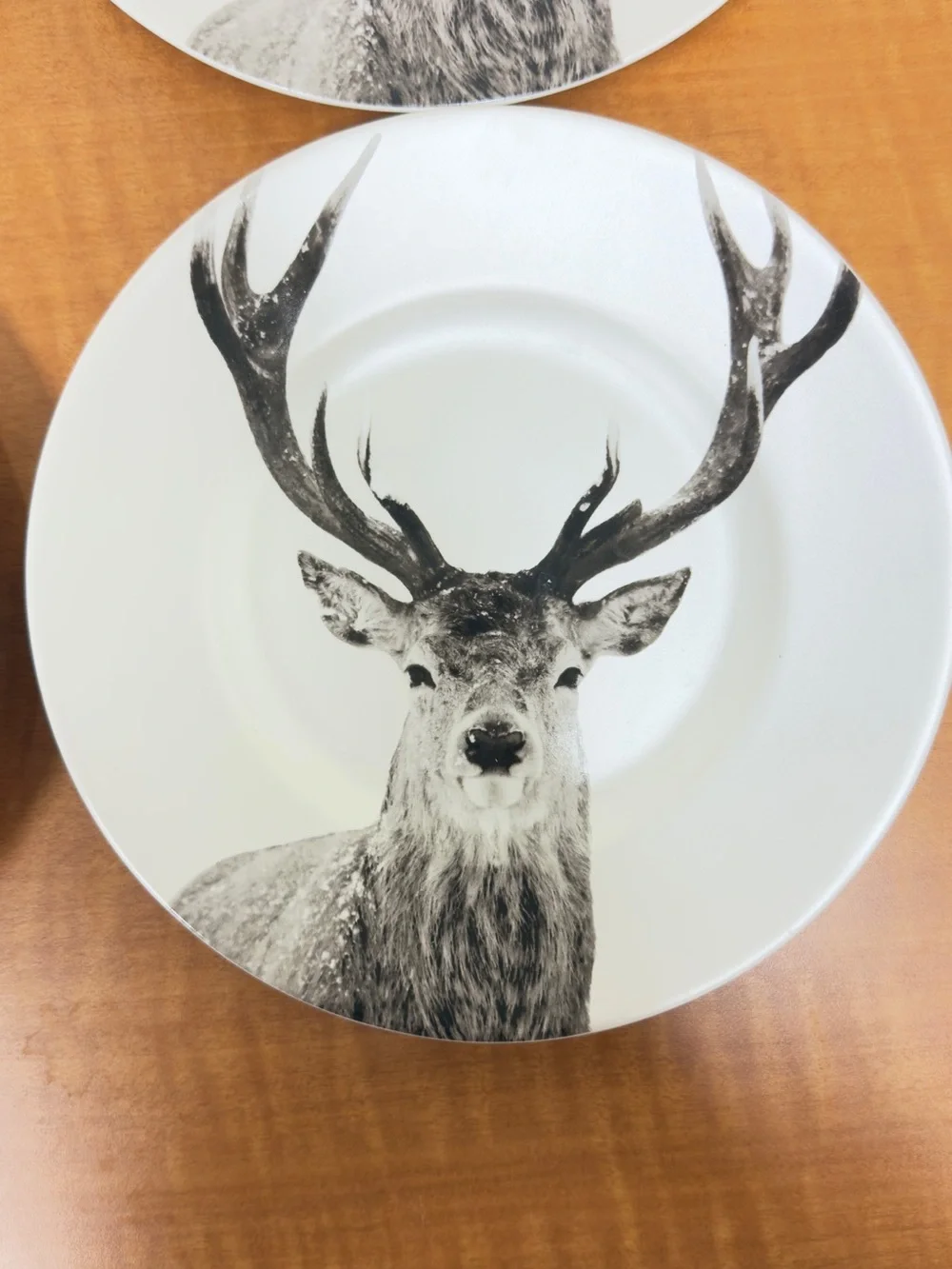 Pier 1 Deer Stag Porcelain Dessert Plates Set of 4 Rustic Woodland Cabin Lodge